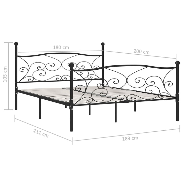 sengestel med lamelbund 180 x 200 cm metal sort