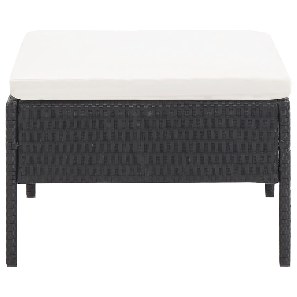 haveloungesæt 6 dele med hynder polyrattan sort