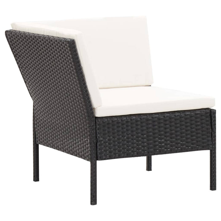 haveloungesæt 6 dele med hynder polyrattan sort