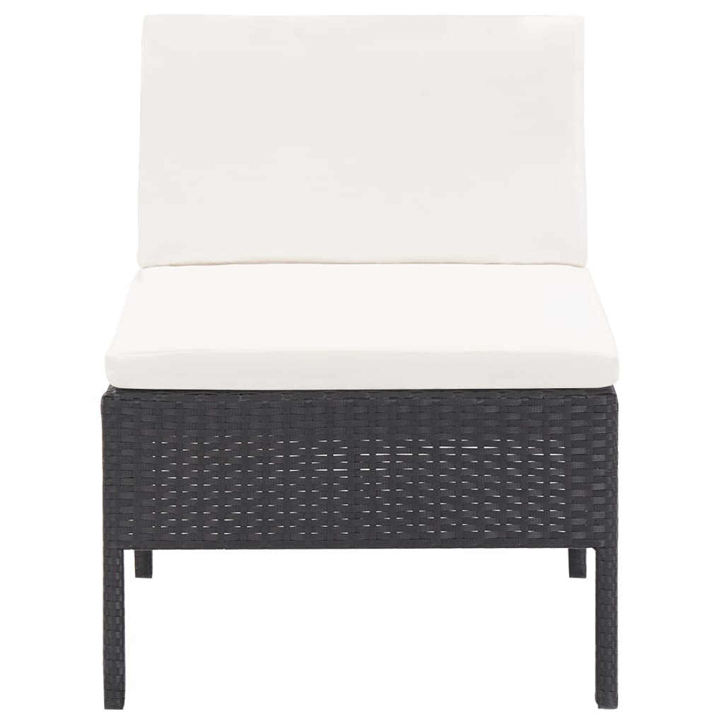 haveloungesæt 6 dele med hynder polyrattan sort