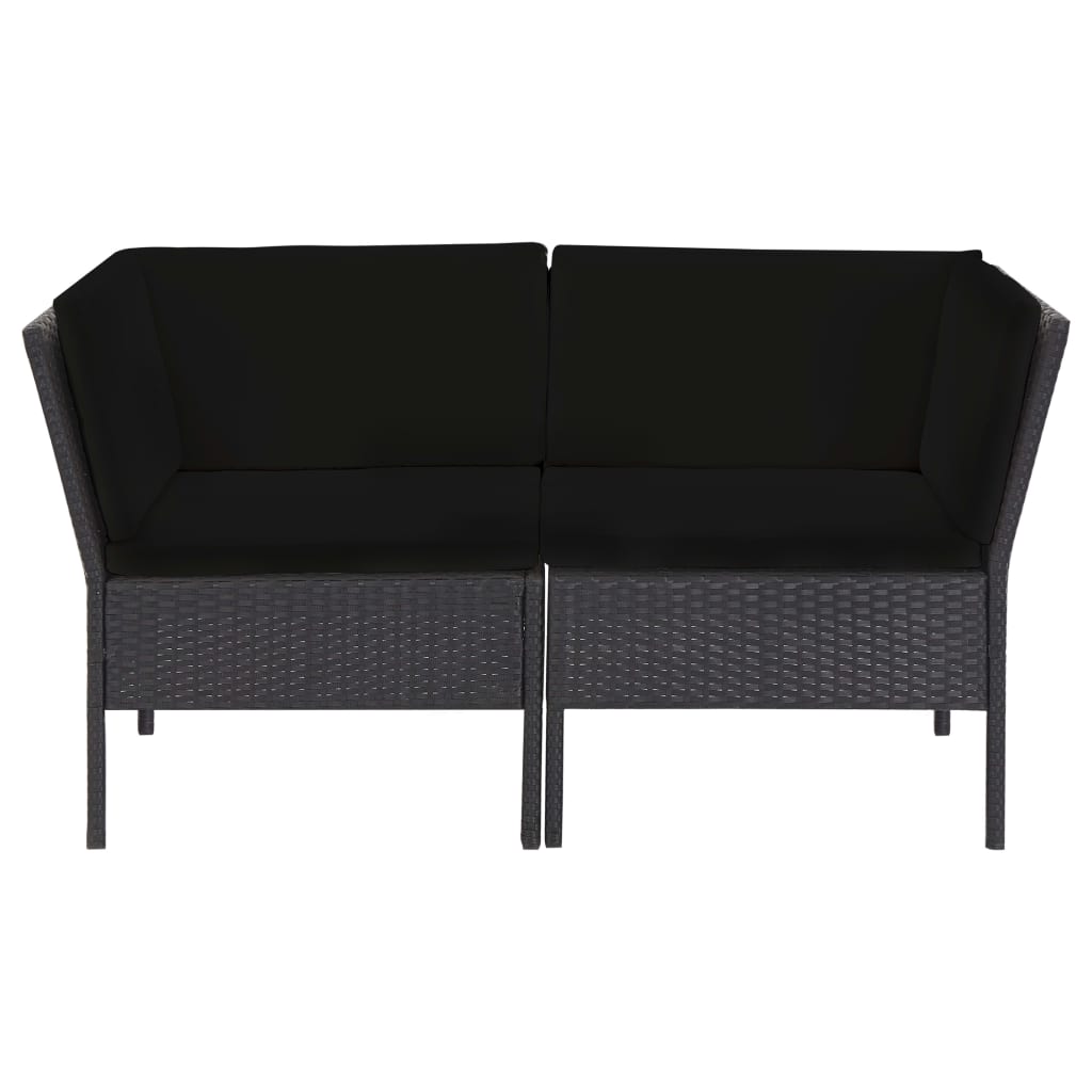 haveloungesæt 6 dele med hynder polyrattan sort