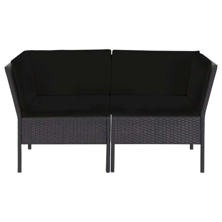 haveloungesæt 6 dele med hynder polyrattan sort