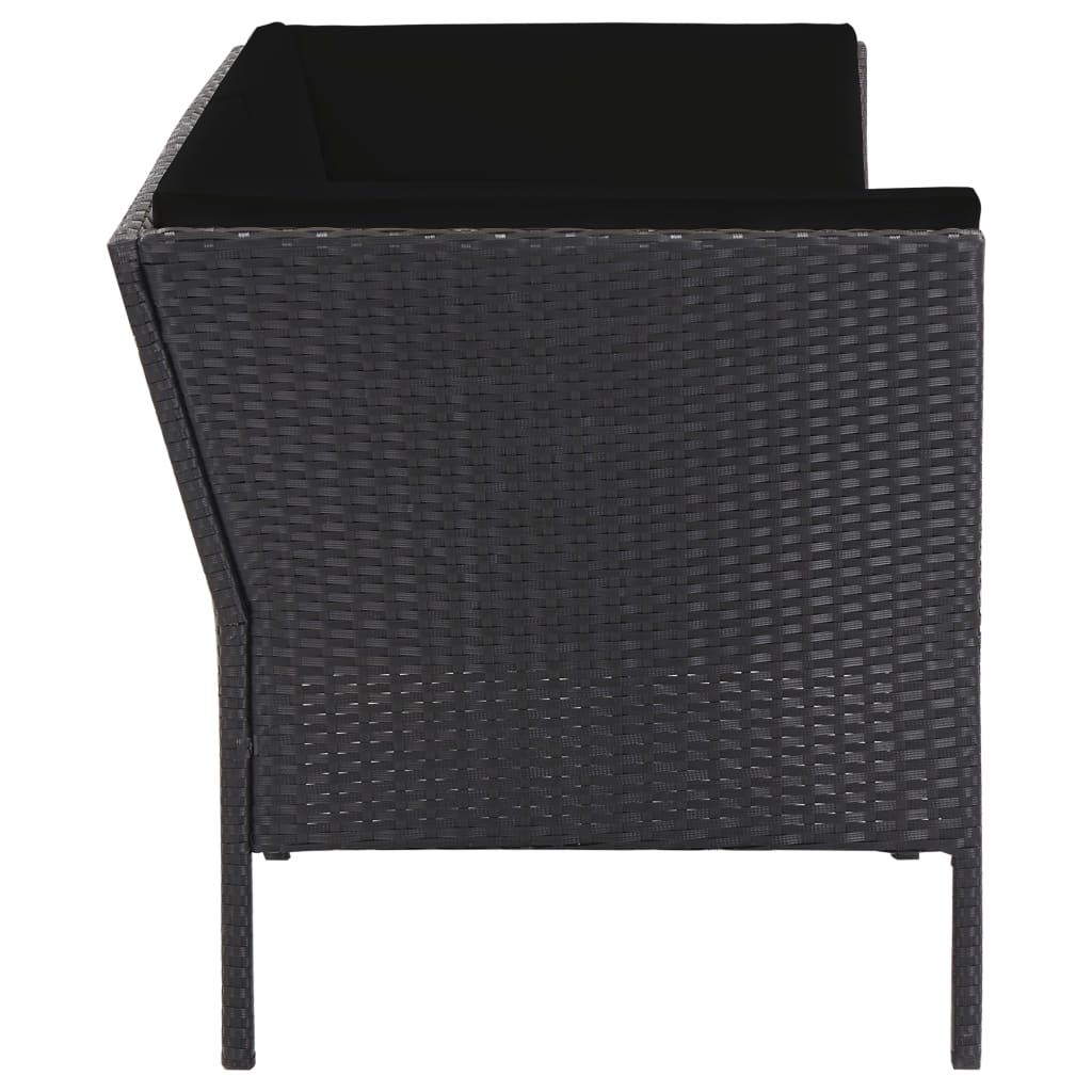 haveloungesæt 6 dele med hynder polyrattan sort