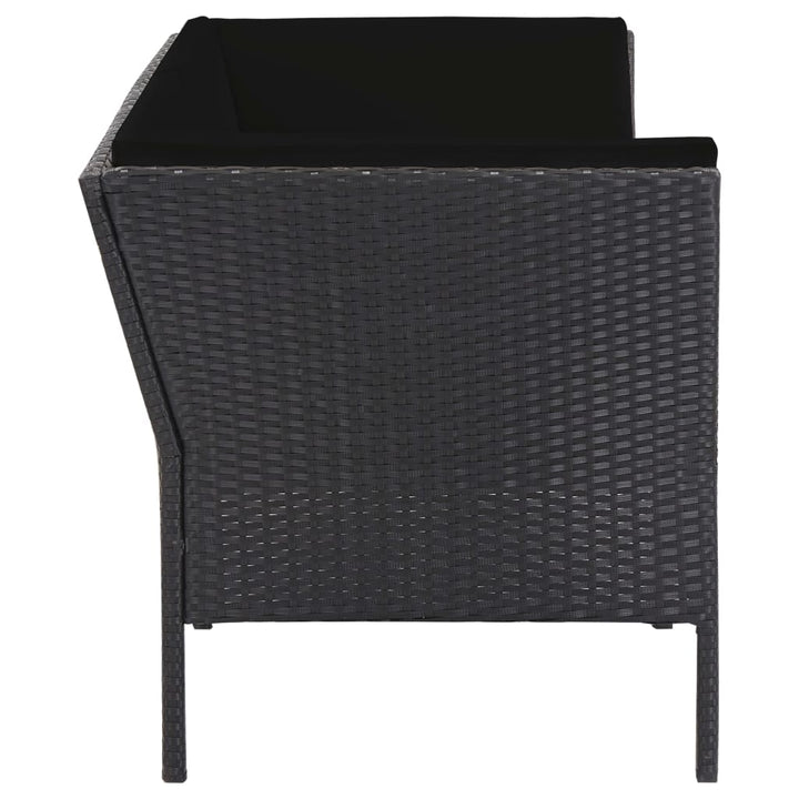 haveloungesæt 6 dele med hynder polyrattan sort