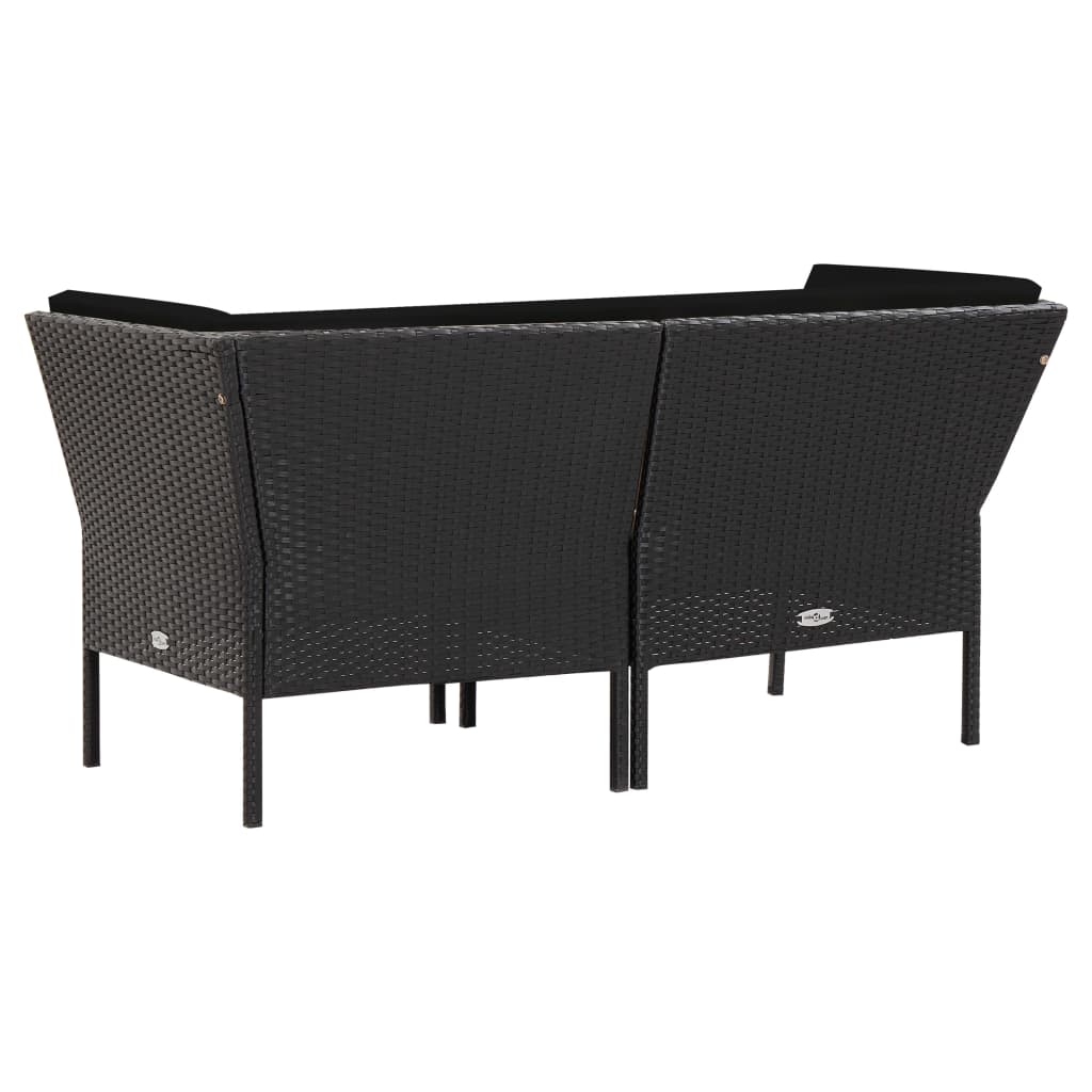 haveloungesæt 6 dele med hynder polyrattan sort