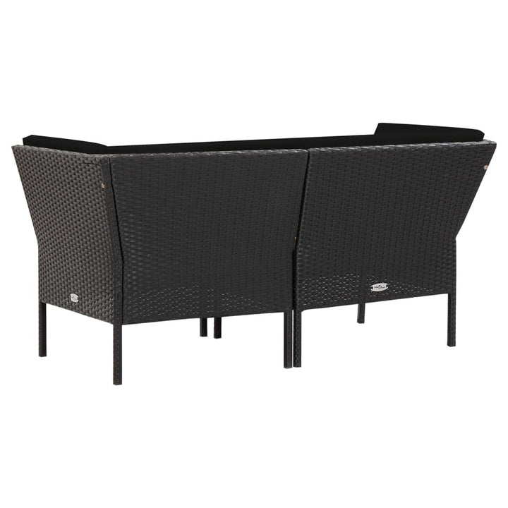 haveloungesæt 6 dele med hynder polyrattan sort