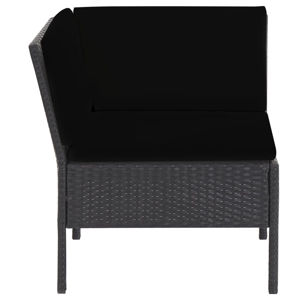 haveloungesæt 6 dele med hynder polyrattan sort