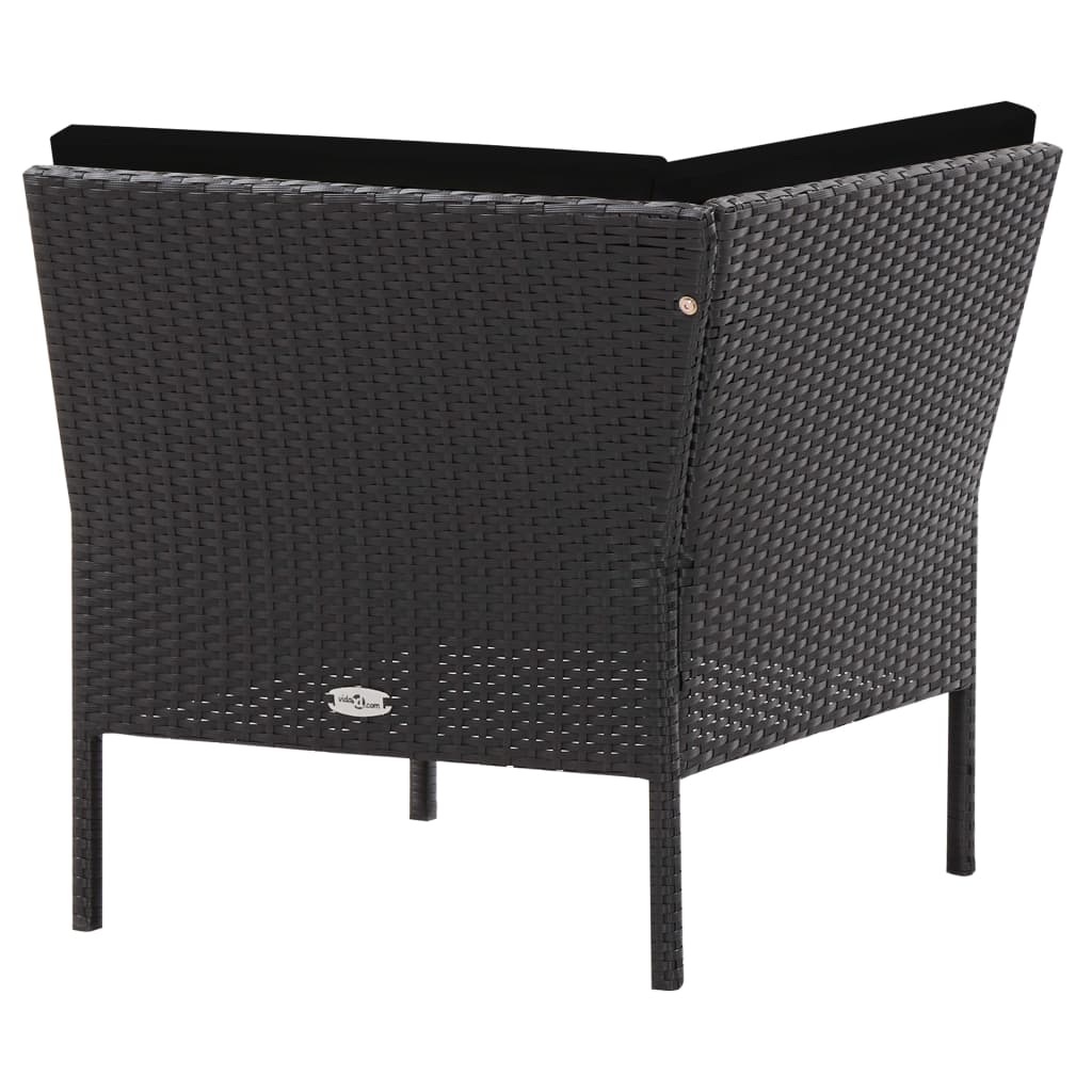 haveloungesæt 6 dele med hynder polyrattan sort