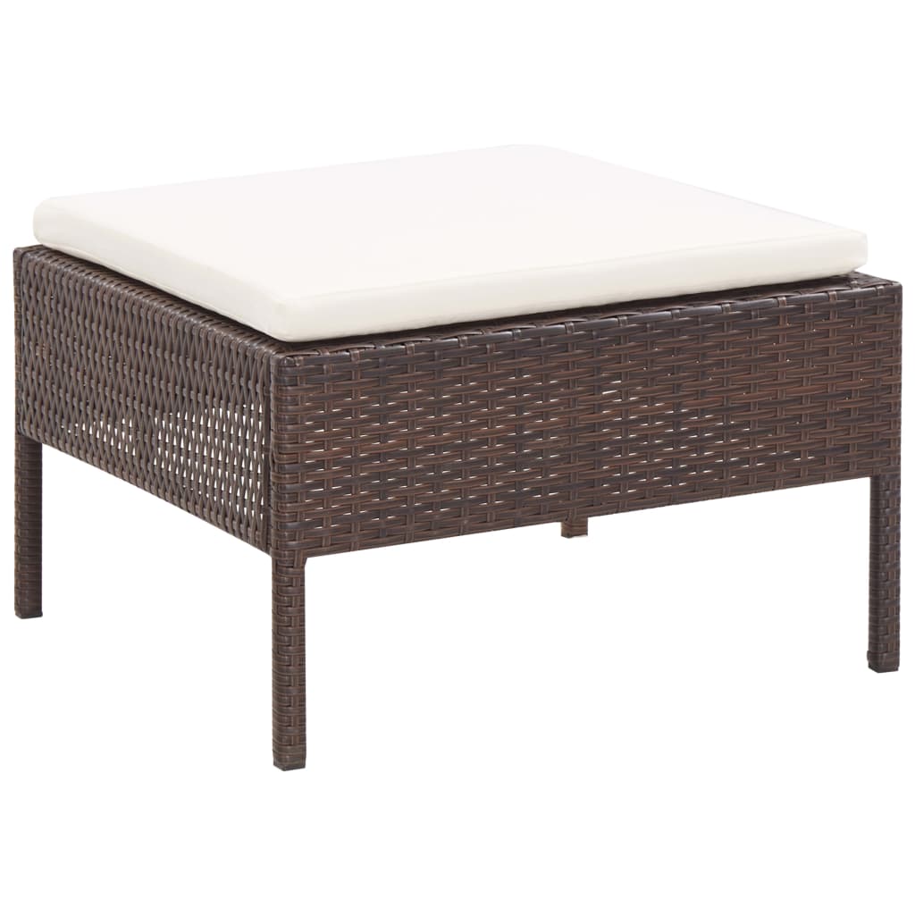 haveloungesæt 5 dele med hynder polyrattan brun