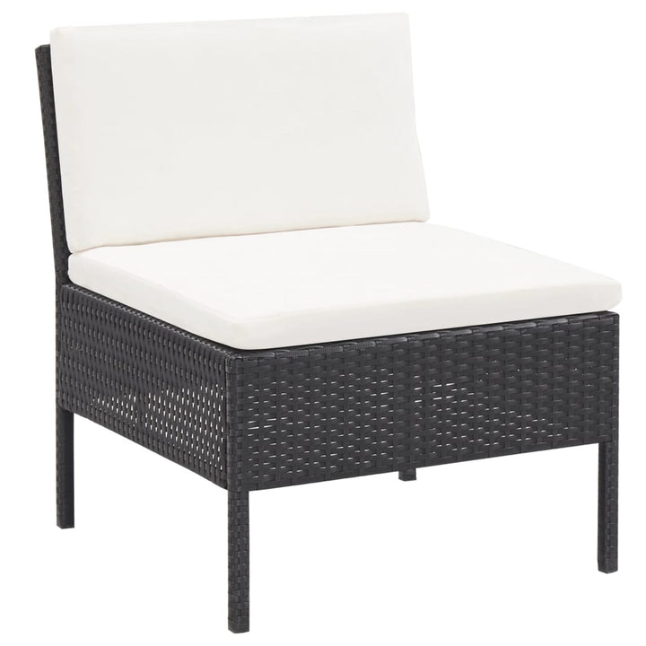 havesofasæt med hynder 5 dele polyrattan sort