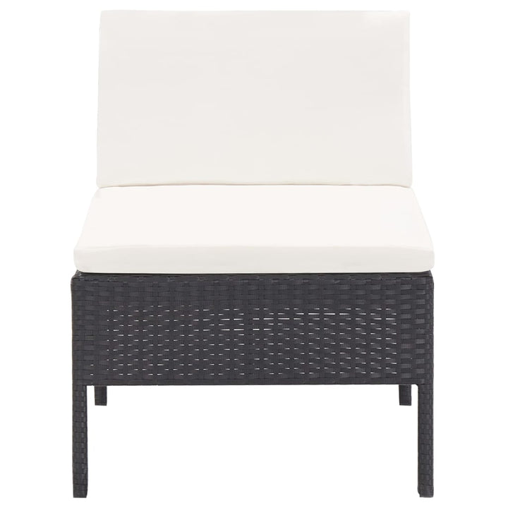 havesofasæt med hynder 5 dele polyrattan sort