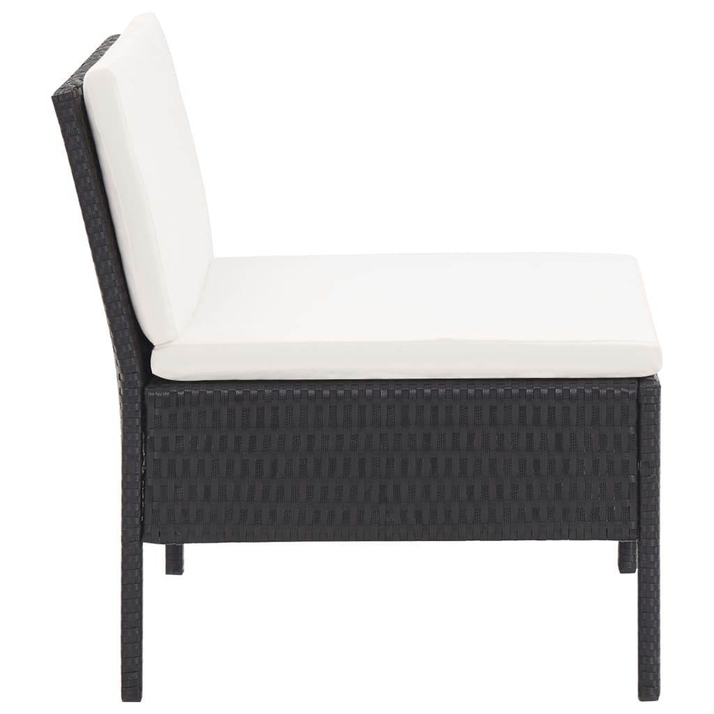 havesofasæt med hynder 5 dele polyrattan sort