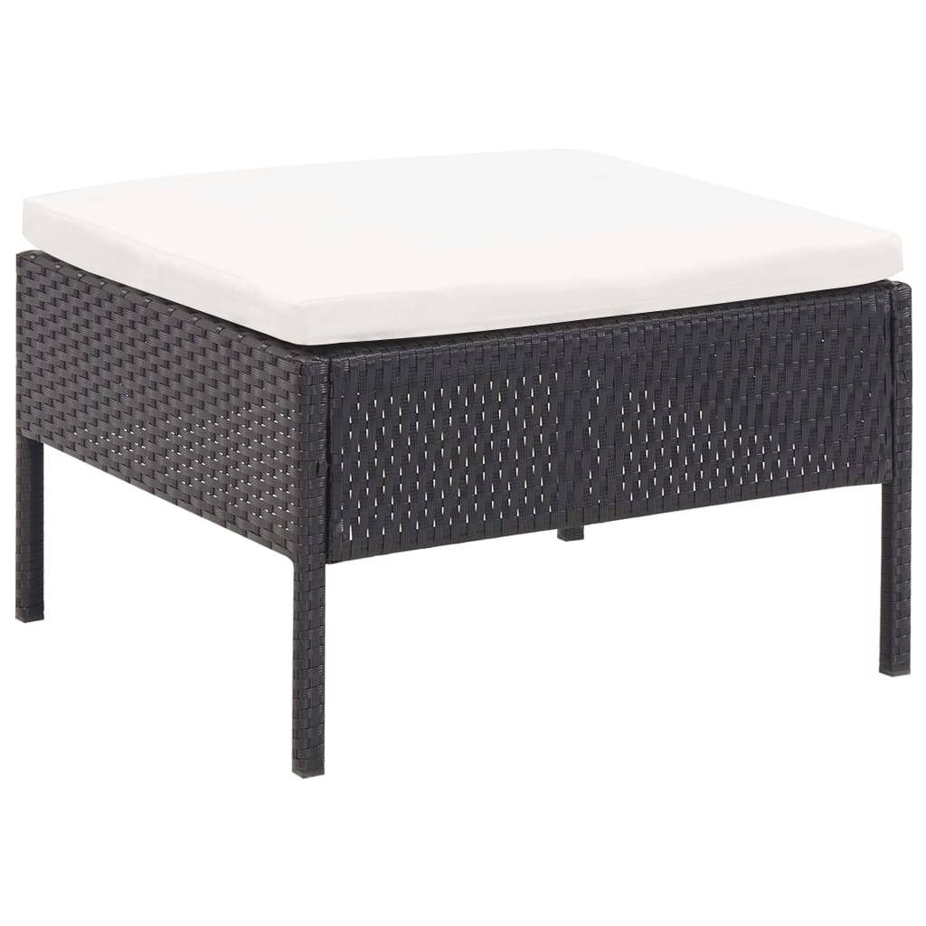 havesofasæt med hynder 5 dele polyrattan sort