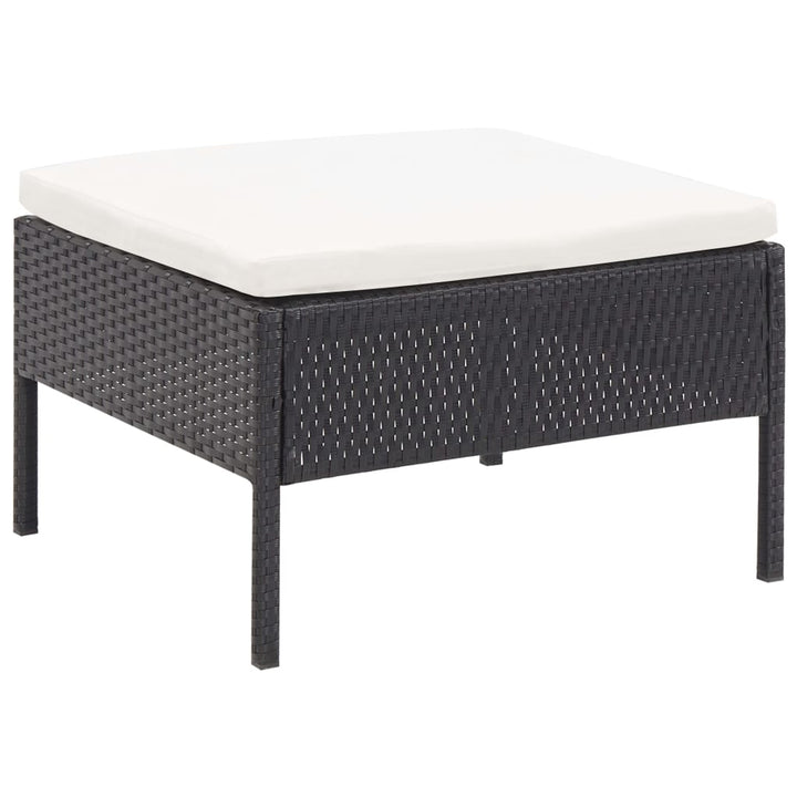 havesofasæt med hynder 5 dele polyrattan sort
