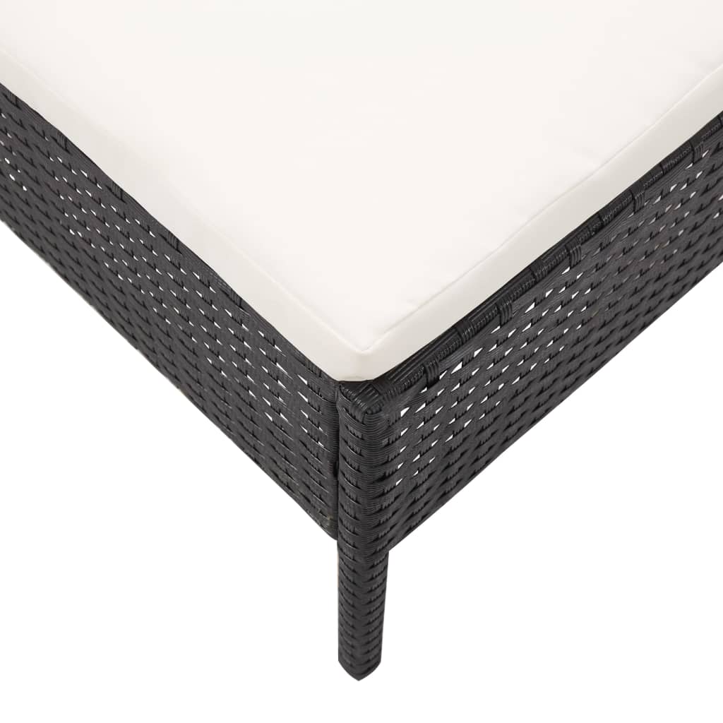 havesofasæt med hynder 5 dele polyrattan sort