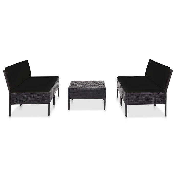 havesofasæt med hynder 5 dele polyrattan sort
