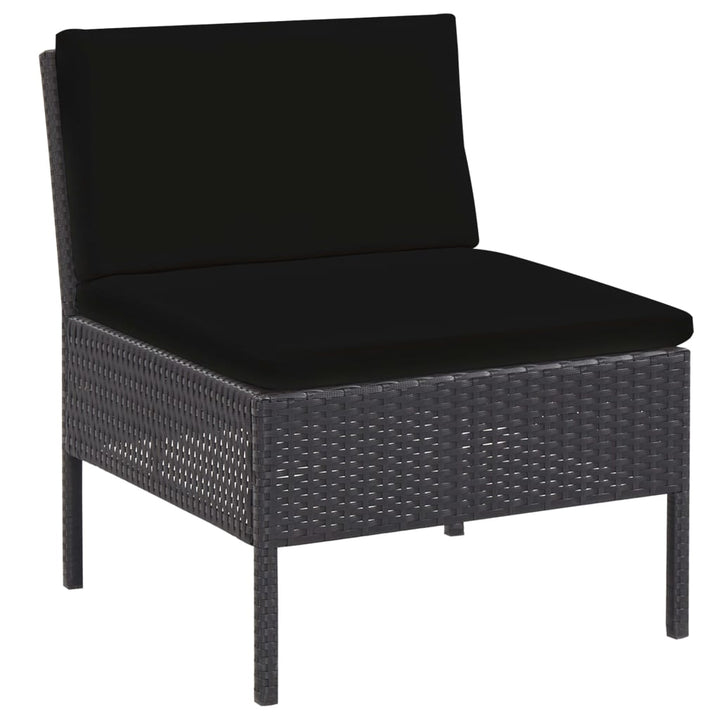 havesofasæt med hynder 5 dele polyrattan sort