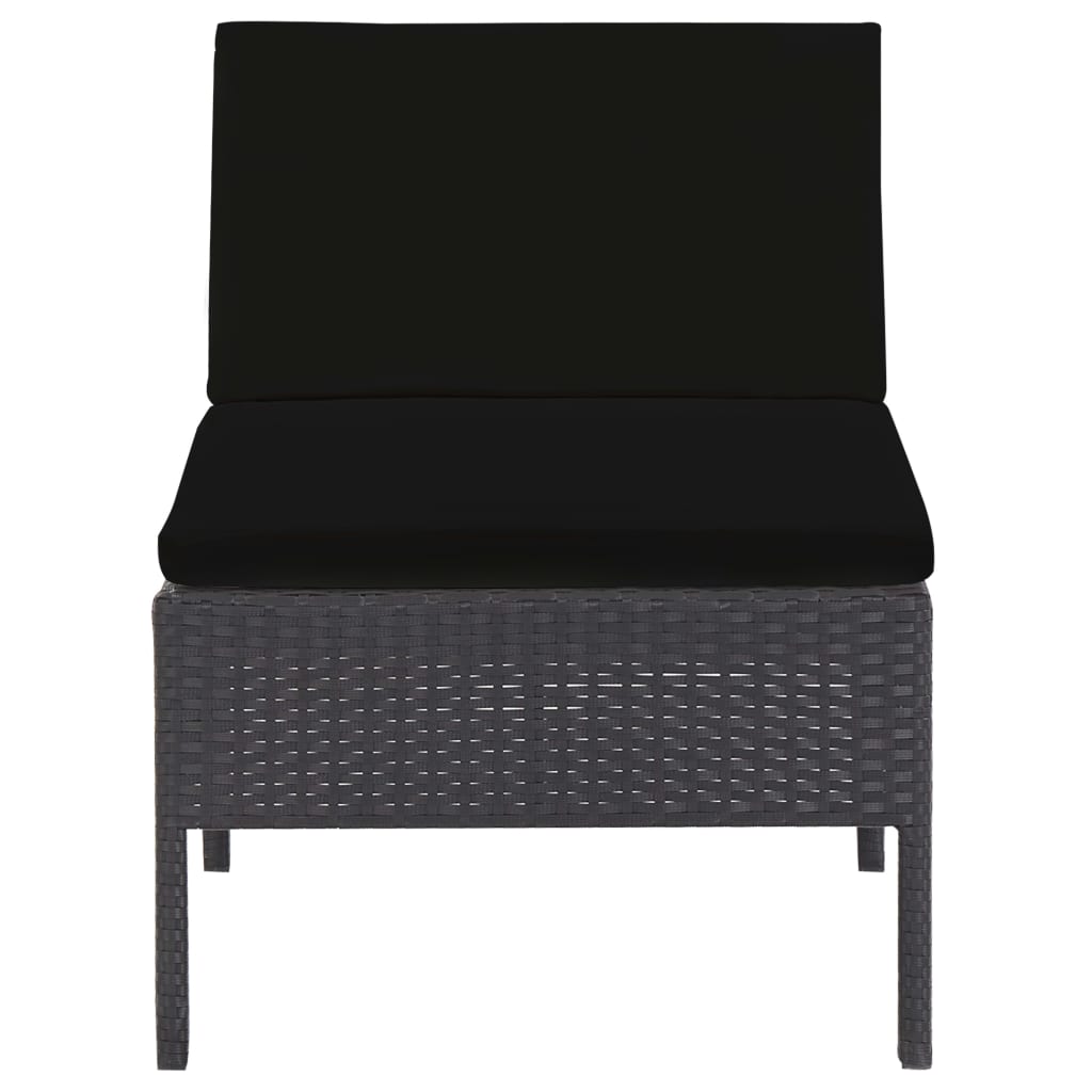havesofasæt med hynder 5 dele polyrattan sort