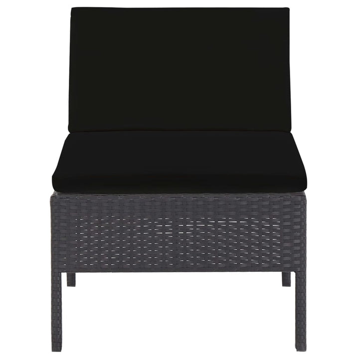 havesofasæt med hynder 5 dele polyrattan sort