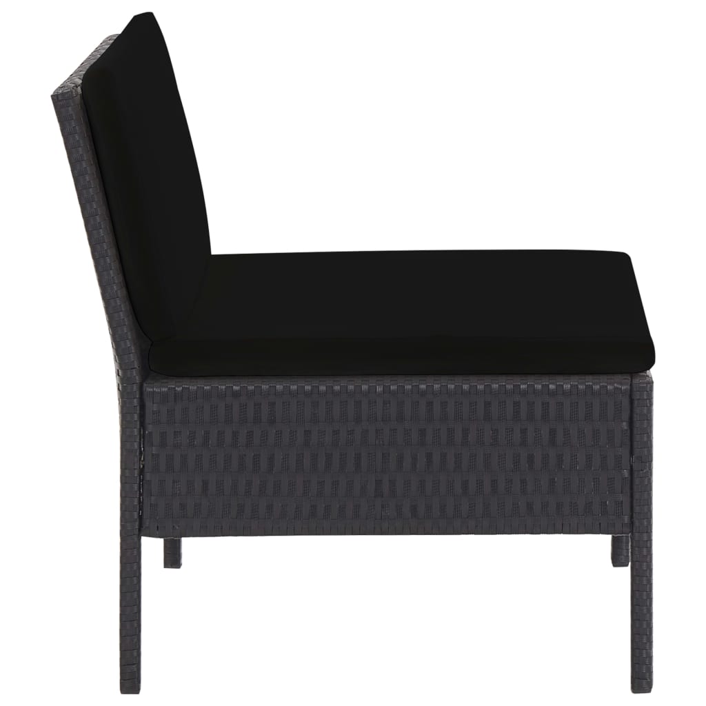 havesofasæt med hynder 5 dele polyrattan sort