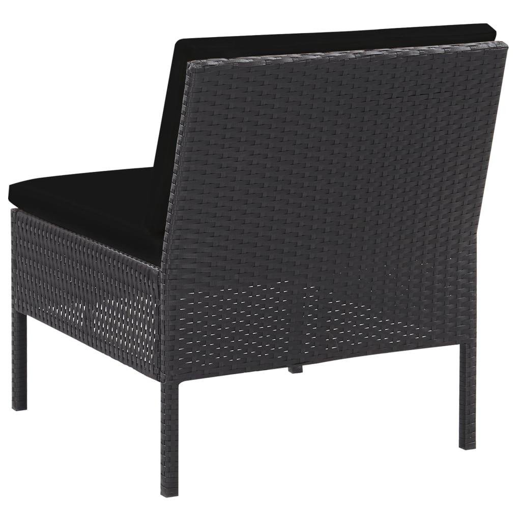 havesofasæt med hynder 5 dele polyrattan sort
