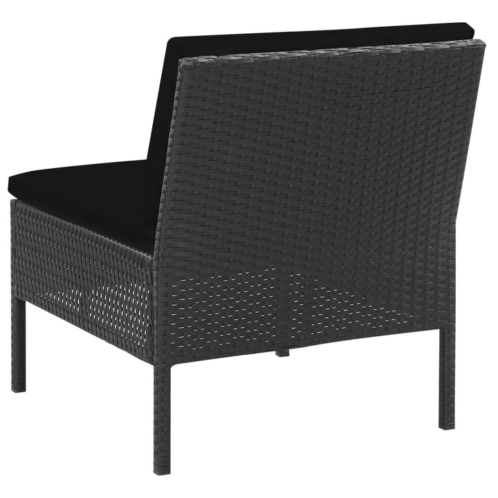 havesofasæt med hynder 5 dele polyrattan sort