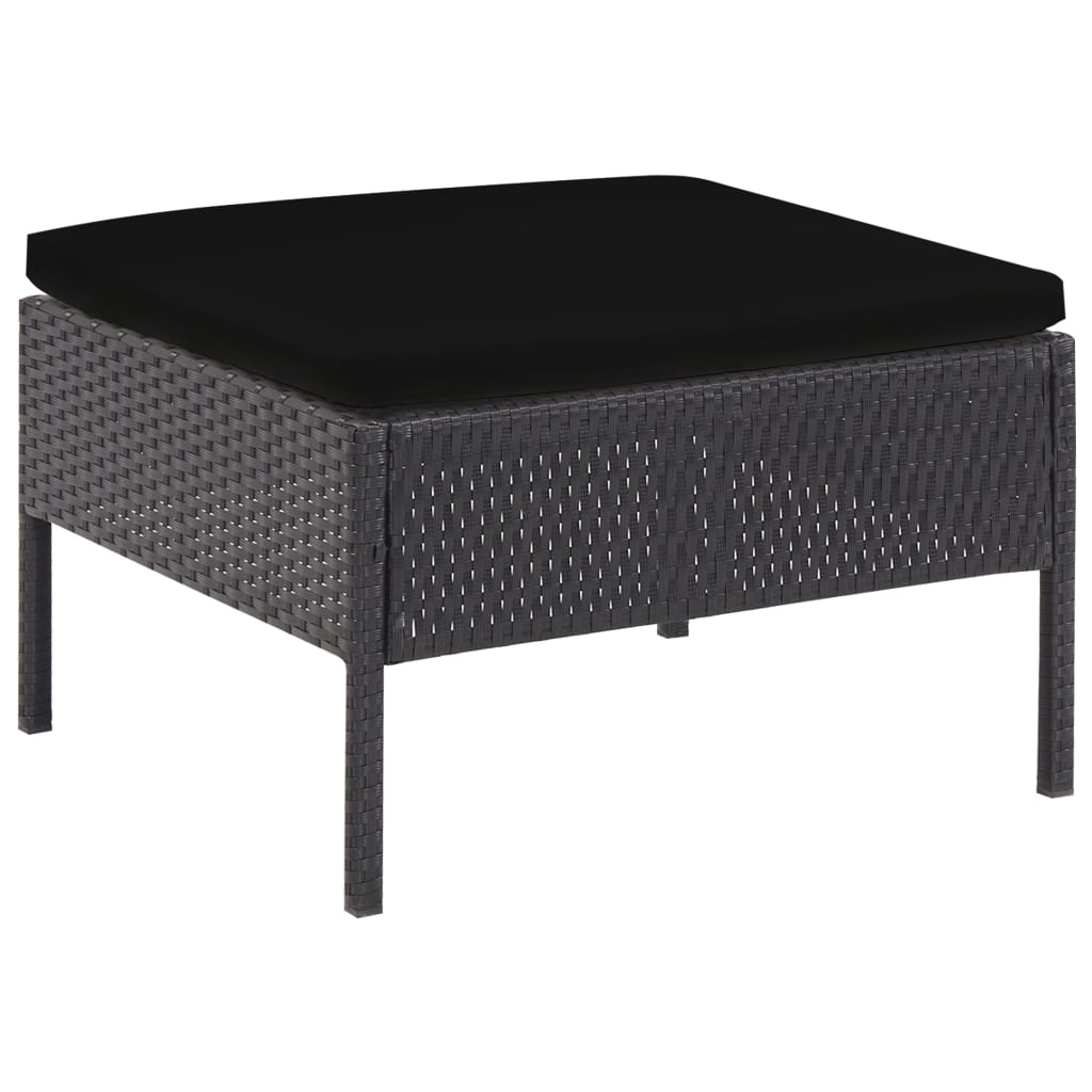 havesofasæt med hynder 5 dele polyrattan sort