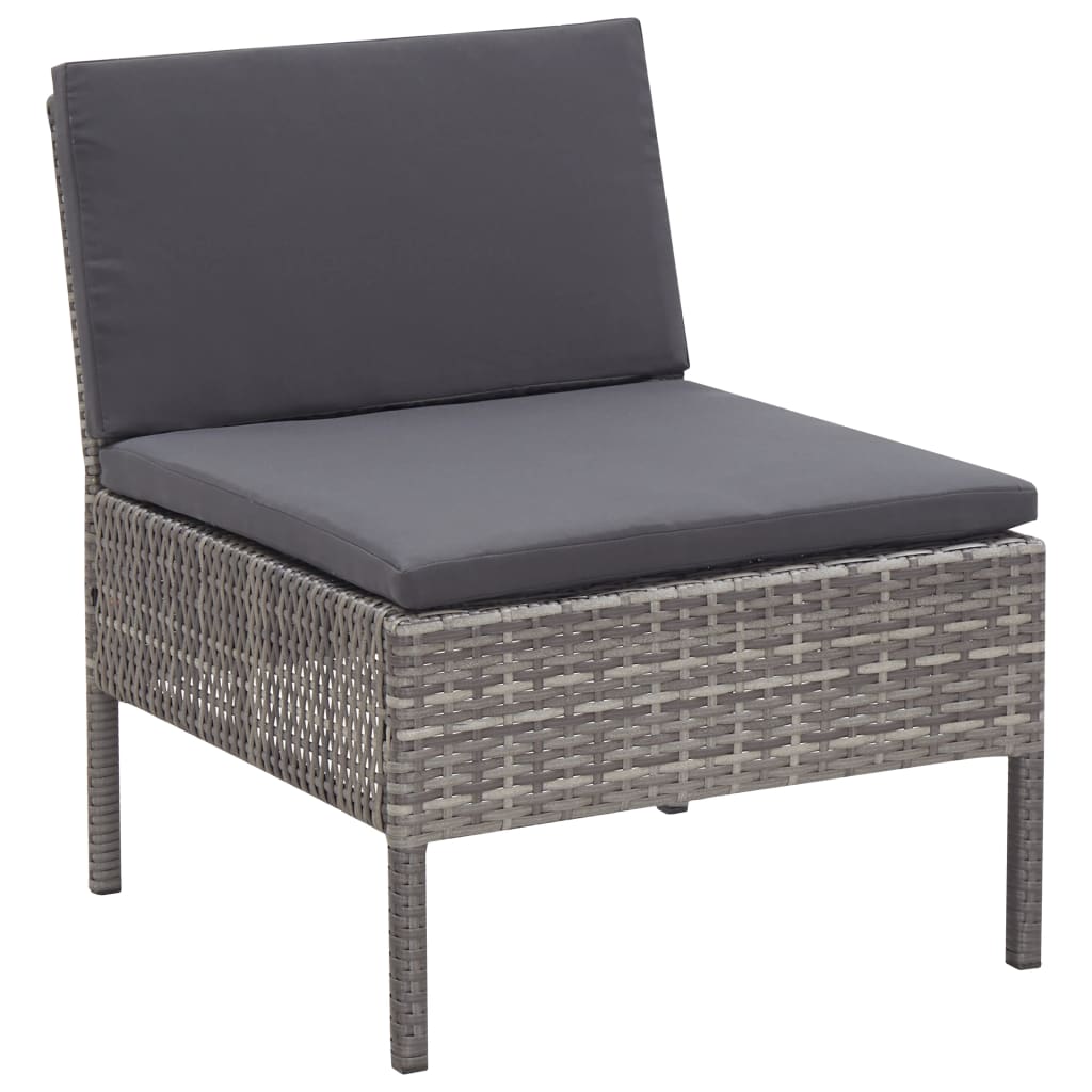 havesofasæt 5 dele med hynder polyrattan grå