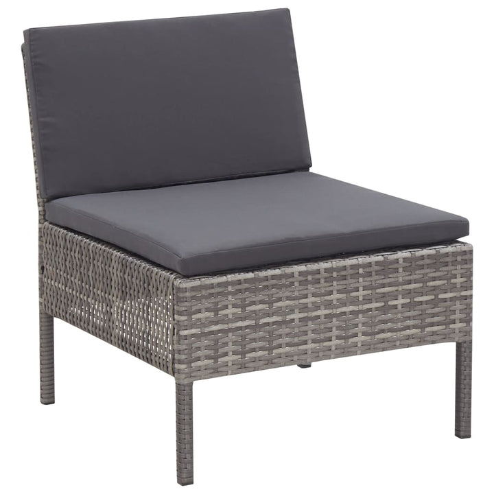 havesofasæt 5 dele med hynder polyrattan grå