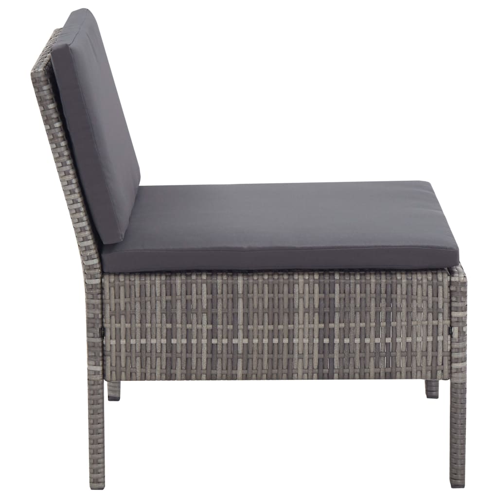 havesofasæt 5 dele med hynder polyrattan grå