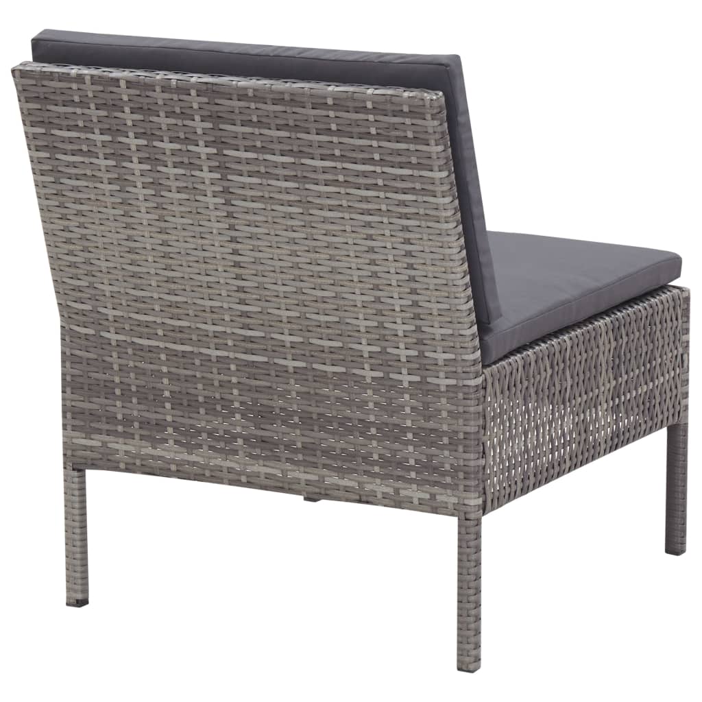 havesofasæt 5 dele med hynder polyrattan grå