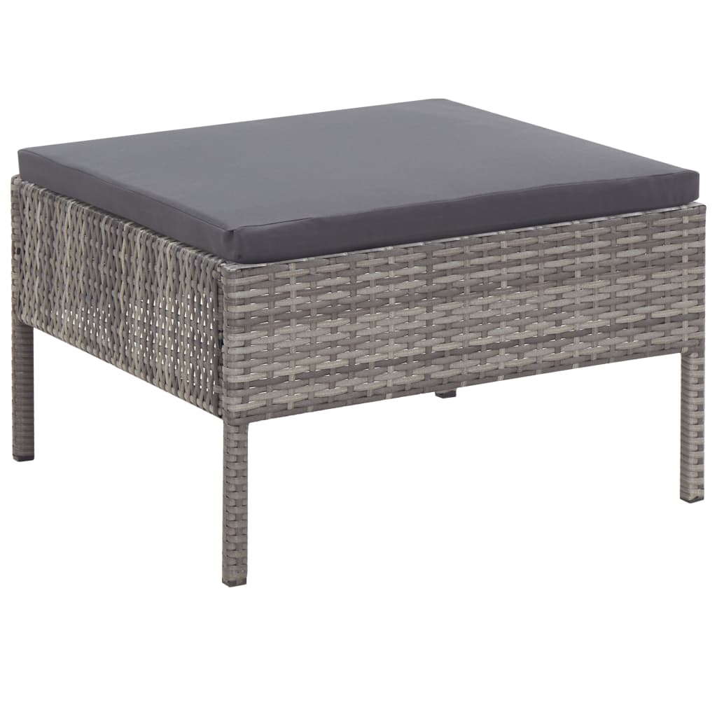 havesofasæt 5 dele med hynder polyrattan grå