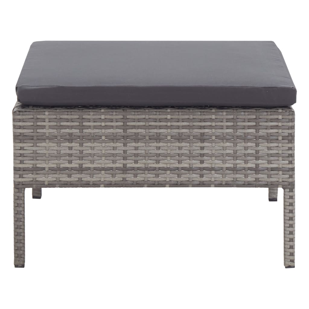 havesofasæt 5 dele med hynder polyrattan grå