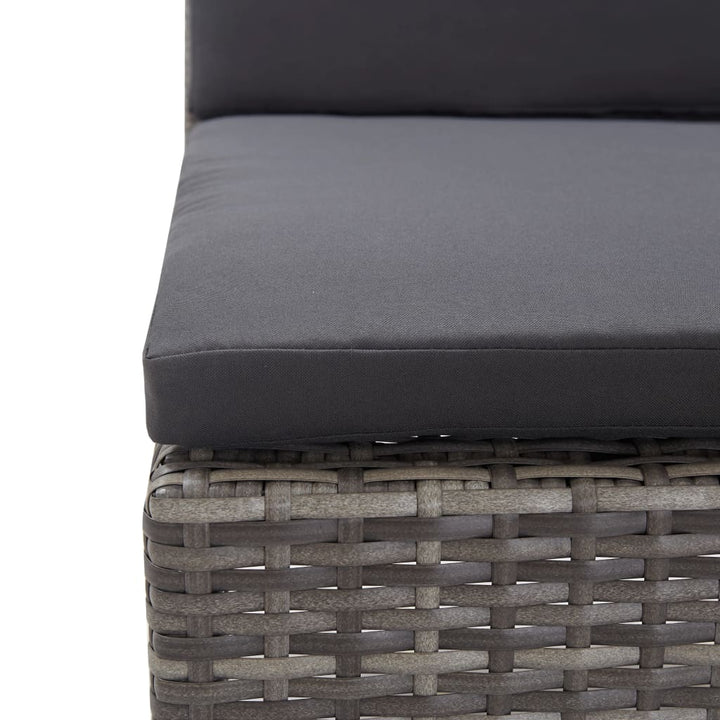 havesofasæt 5 dele med hynder polyrattan grå