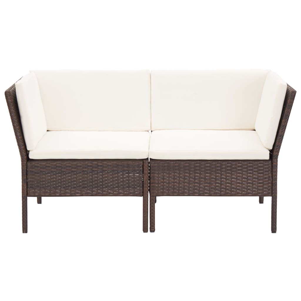haveloungesæt 6 dele med hynder polyrattan brun