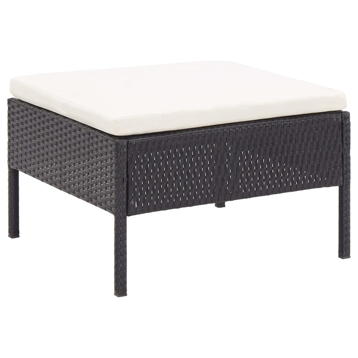 haveloungesæt 6 dele med hynder polyrattan sort
