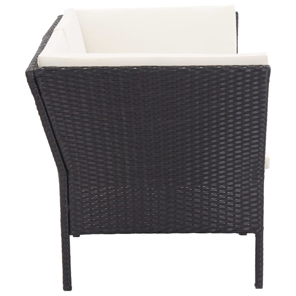 haveloungesæt 6 dele med hynder polyrattan sort