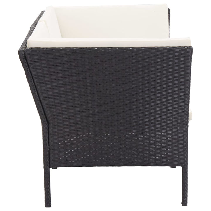 haveloungesæt 6 dele med hynder polyrattan sort