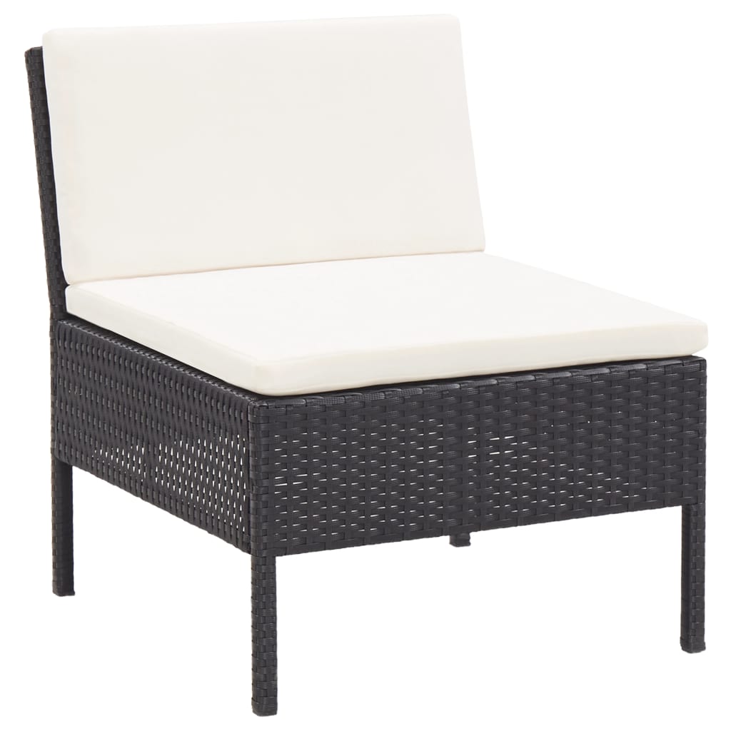 haveloungesæt 6 dele med hynder polyrattan sort