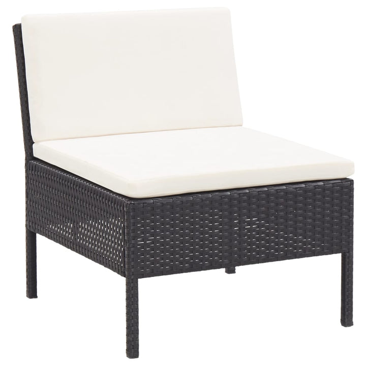 haveloungesæt 6 dele med hynder polyrattan sort