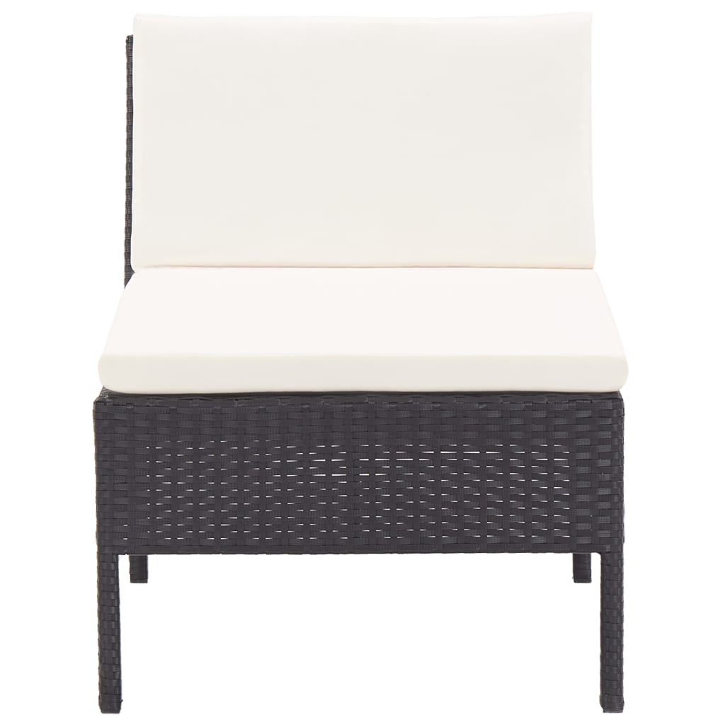 haveloungesæt 6 dele med hynder polyrattan sort