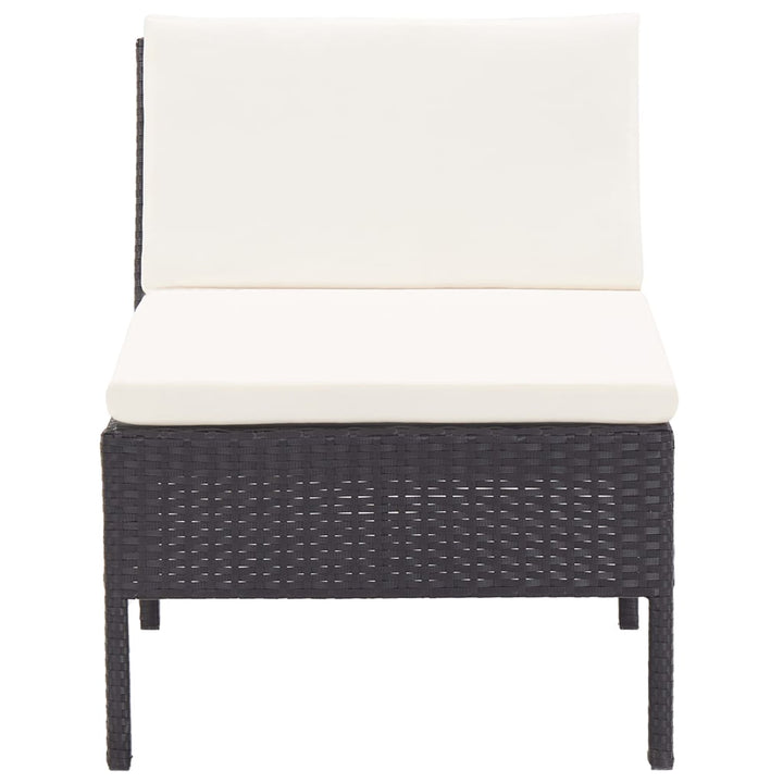 haveloungesæt 6 dele med hynder polyrattan sort