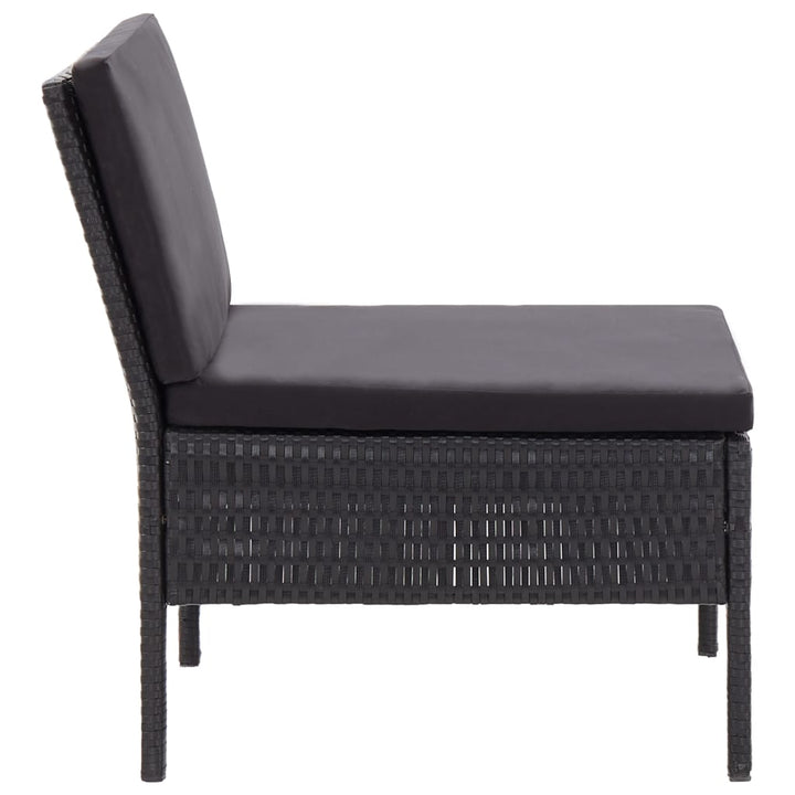 haveloungesæt 6 dele med hynder polyrattan sort