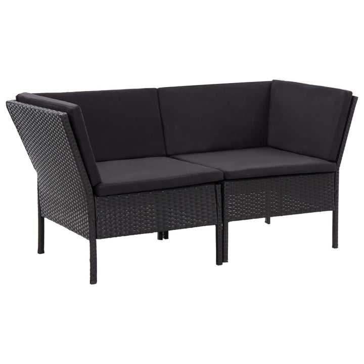 haveloungesæt 6 dele med hynder polyrattan sort