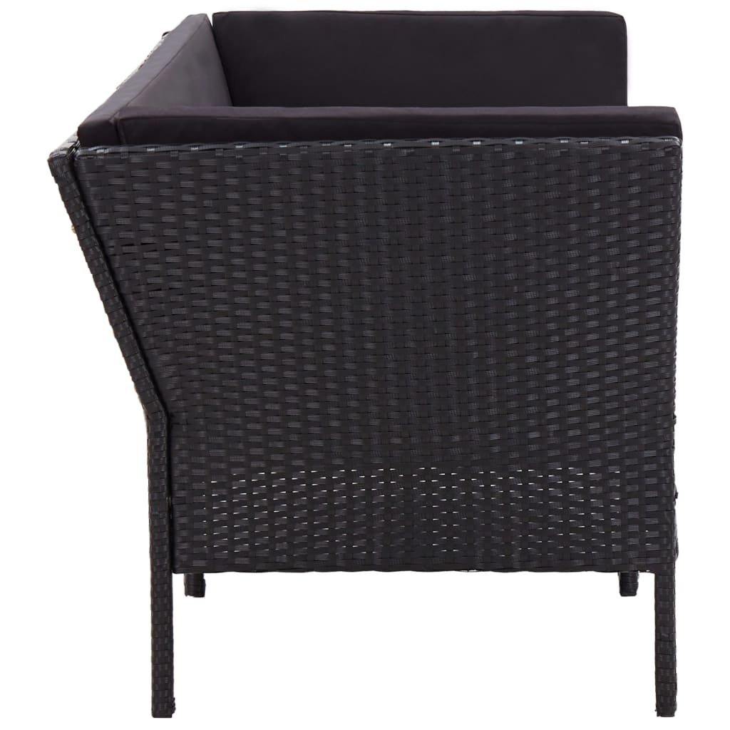 haveloungesæt 6 dele med hynder polyrattan sort