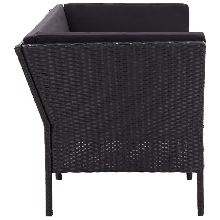 haveloungesæt 6 dele med hynder polyrattan sort