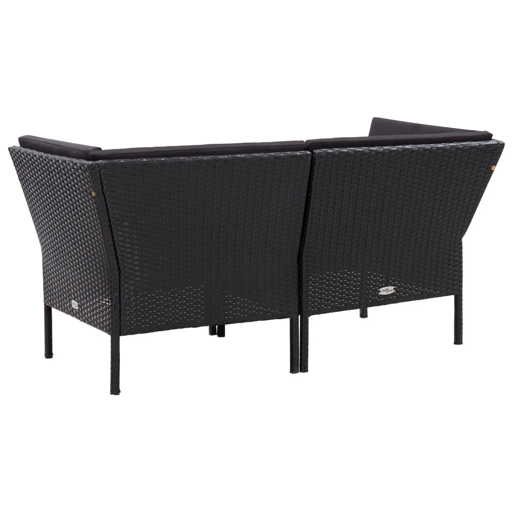 haveloungesæt 6 dele med hynder polyrattan sort