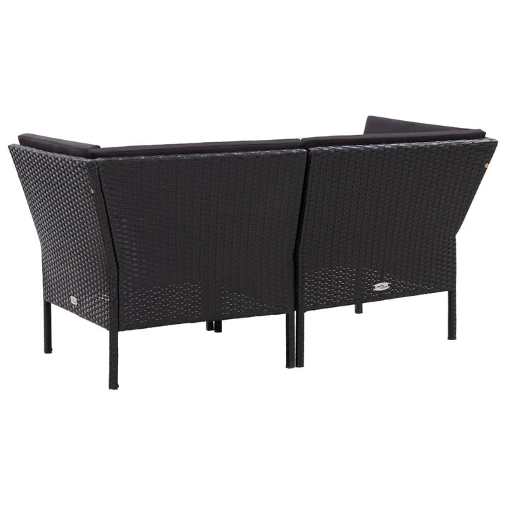 haveloungesæt 6 dele med hynder polyrattan sort