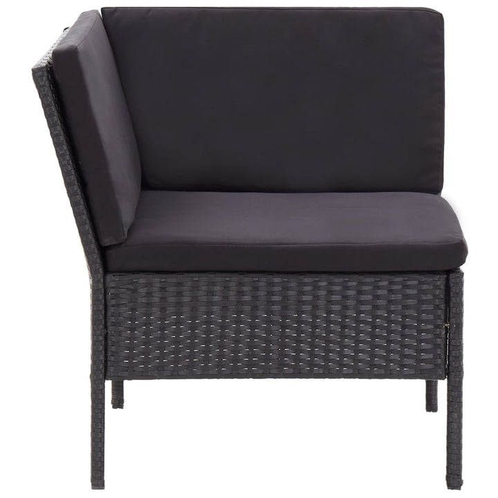 haveloungesæt 6 dele med hynder polyrattan sort