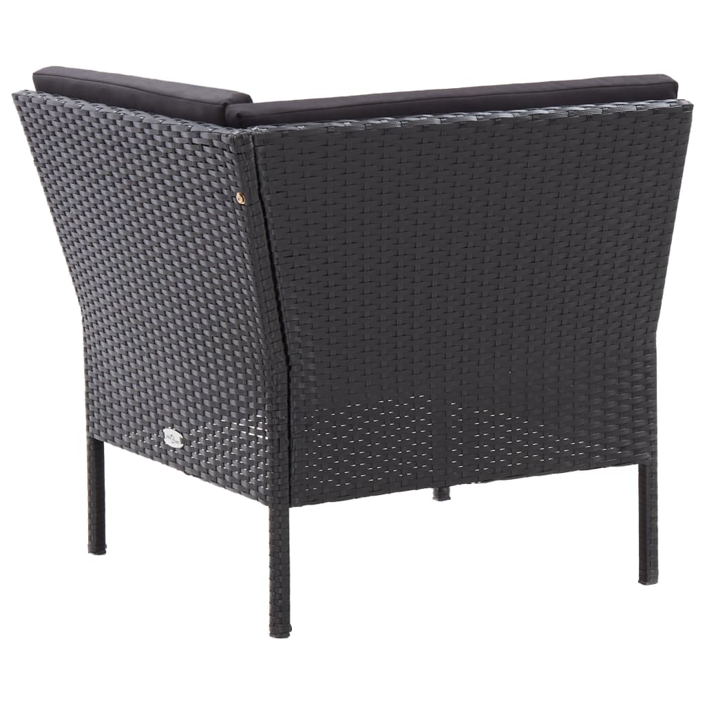 haveloungesæt 6 dele med hynder polyrattan sort